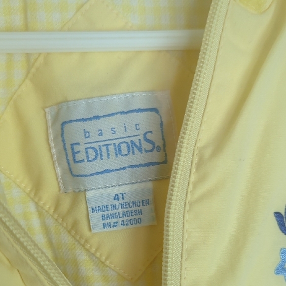 Vintage Hooded Jacket with Floral Embroidery & Buttons Checkered Lined Girls 4T - Picture 3 of 11